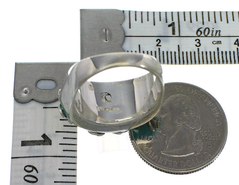 Southwestern Turquoise Inlay Genuine Sterling Silver Ring Size 5-1/4 AX79637